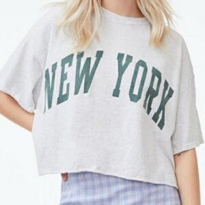 Brandy Melville Gray 'New York' T-Shirt